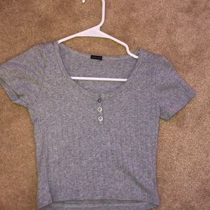 brandy melville grey zelly eyelet top